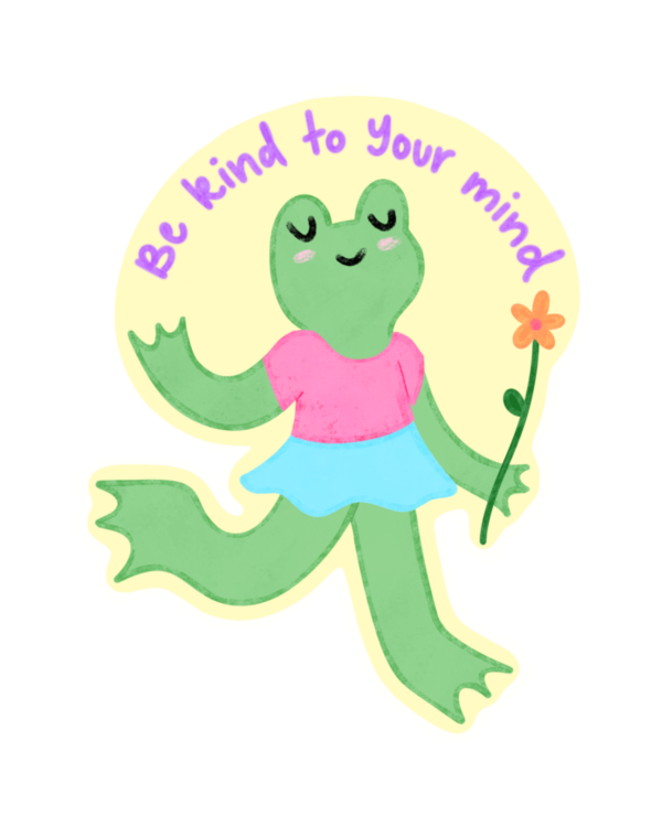 Waterproof Vinyl "Be Kind to your Mind" Frog Sticker